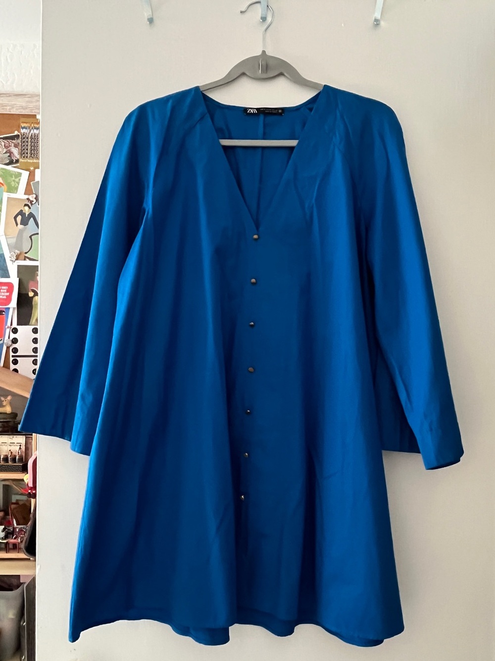 Zara Bold Blue Button-Front Tunic